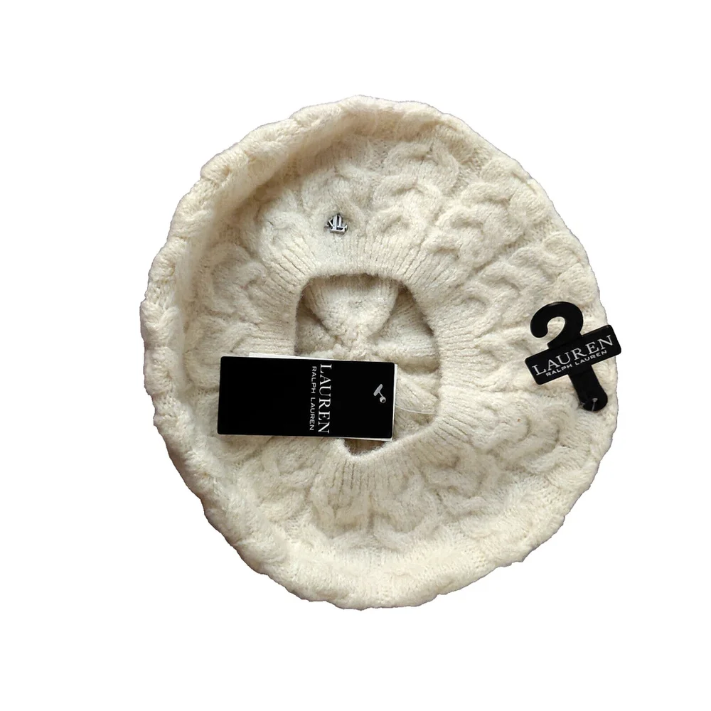 Lauren Ralph Lauren Ivory Cream Cable Knit Hat Sz One Size NWT